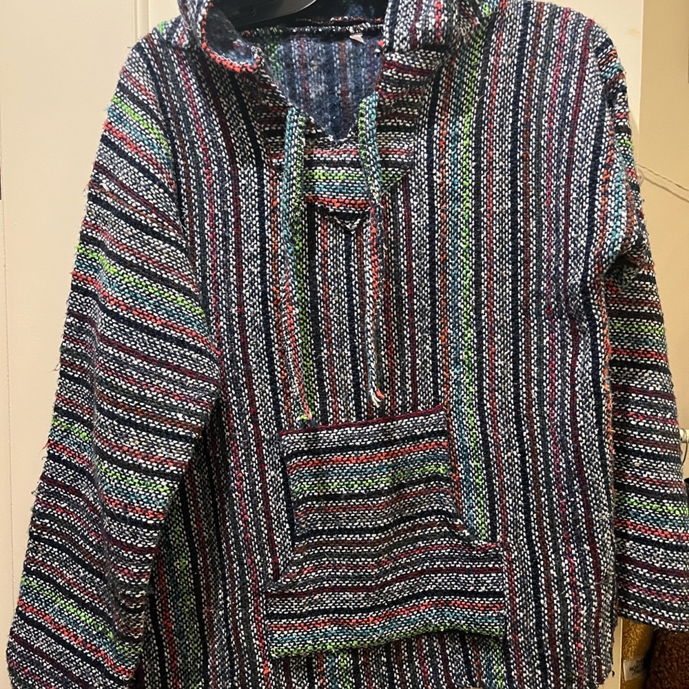 Multicolor Striped Mexican poncho unisex